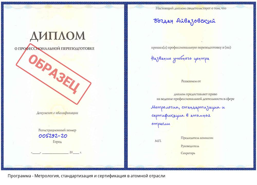 Метрология, стандартизация и сертификация в атомной отрасли Подольск