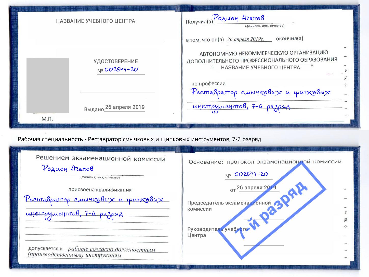 корочка 7-й разряд Реставратор смычковых и щипковых инструментов Подольск