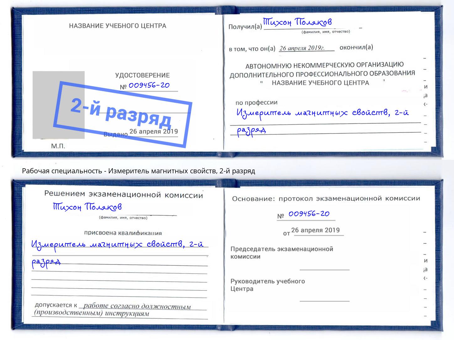 корочка 2-й разряд Измеритель магнитных свойств Подольск